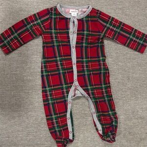 NWOT Mud Pie Holiday Plaid Footie Jammies 3-6 Mos
